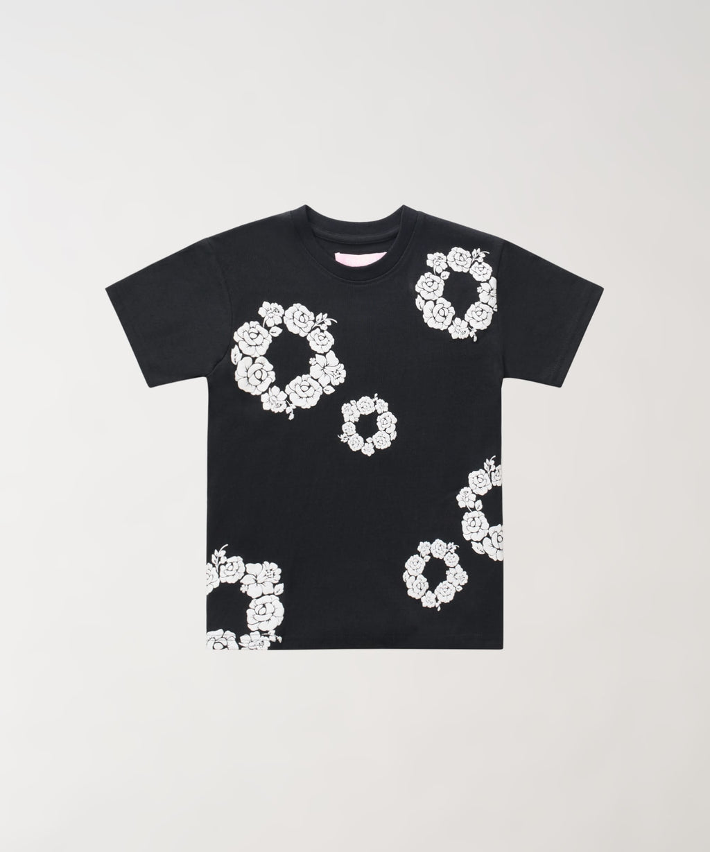 Floral Wreath Women's Short Sleeve Tee - Black