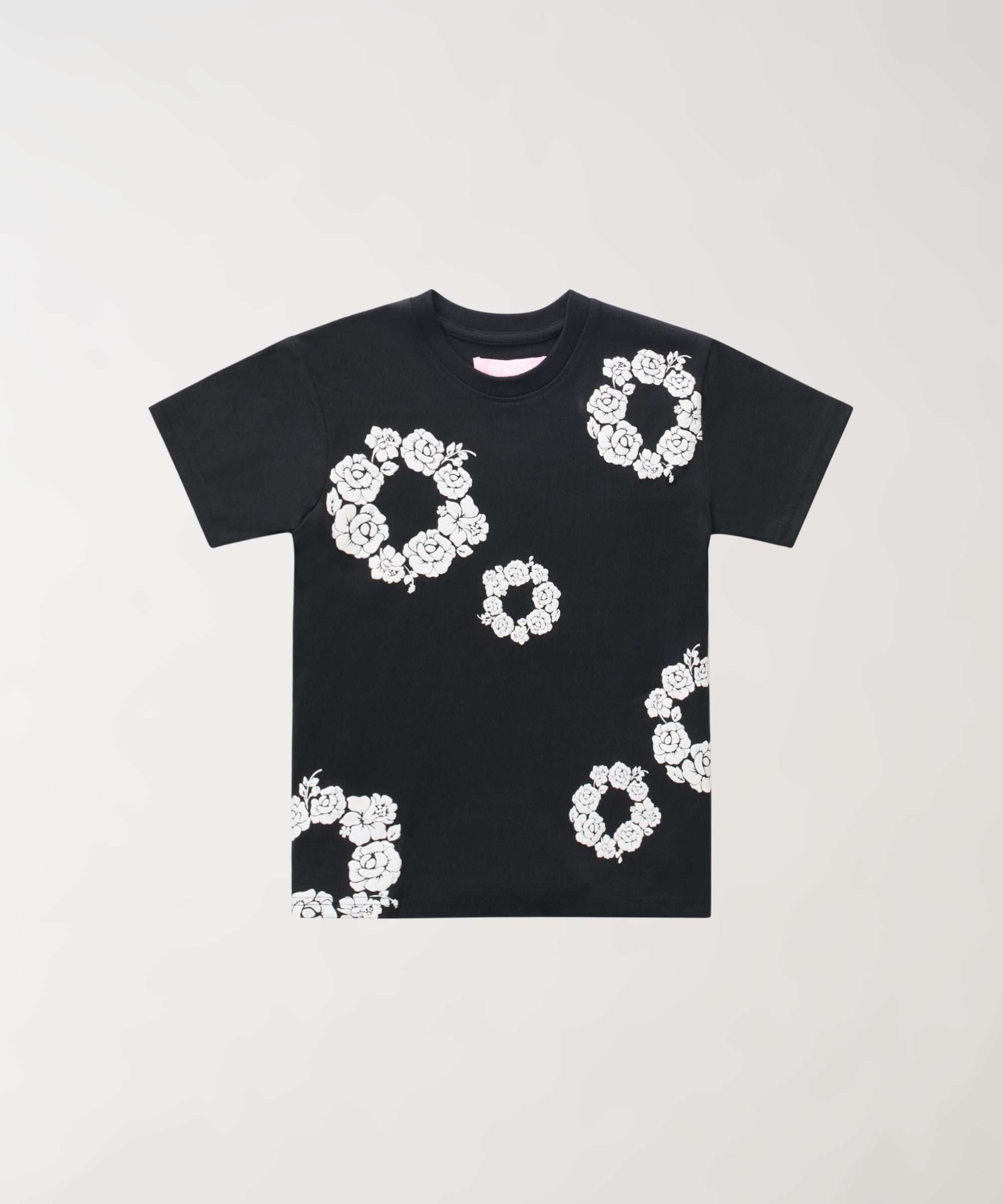 Floral Wreath Women's Short Sleeve Tee - Black