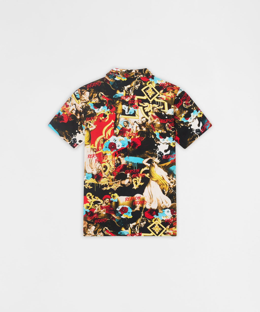 King Of Kings Button Down Short Sleeve Shirt - Multicolor