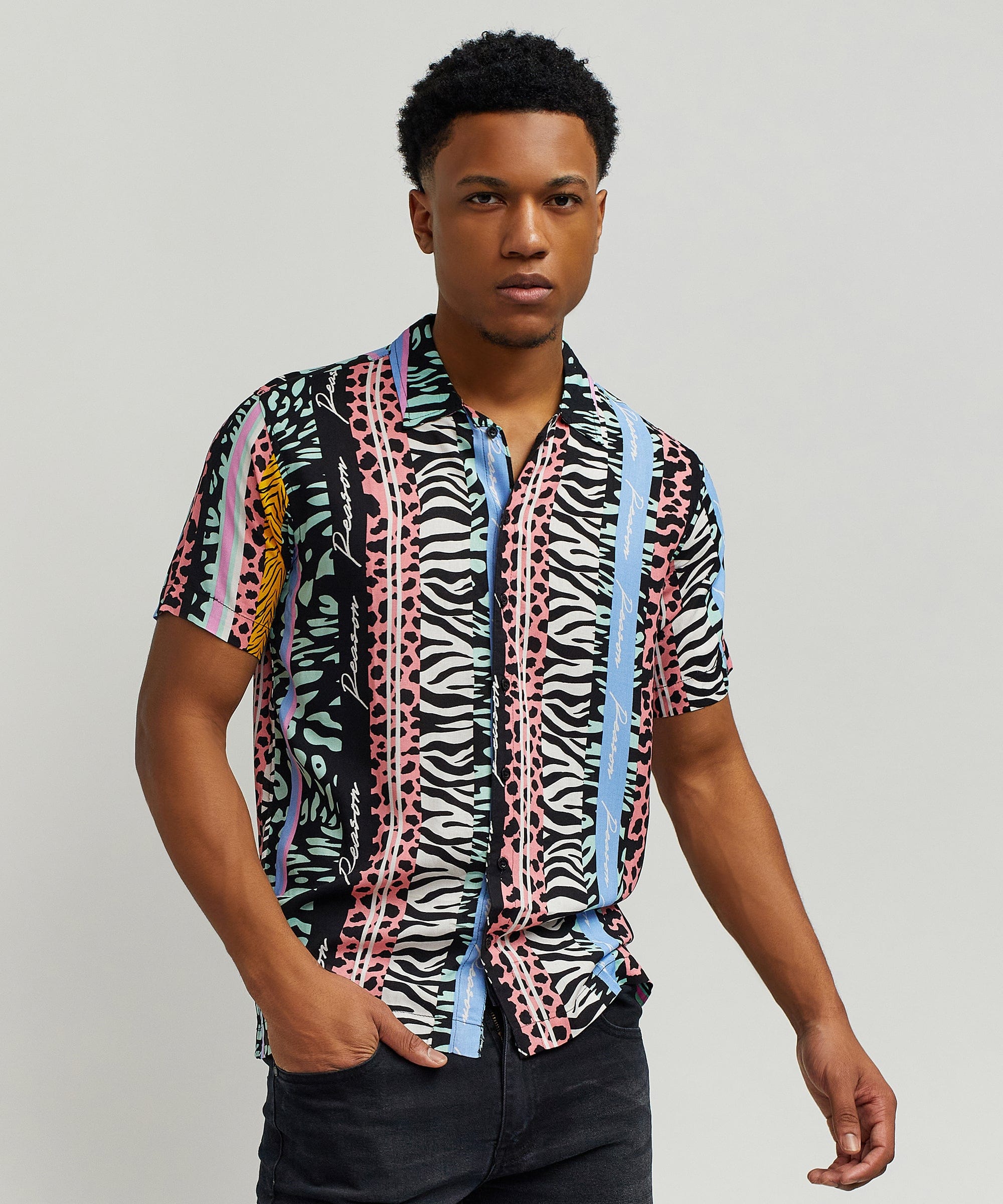 Jungle Fever Button Down Short Sleeve Shirt - Multicolor