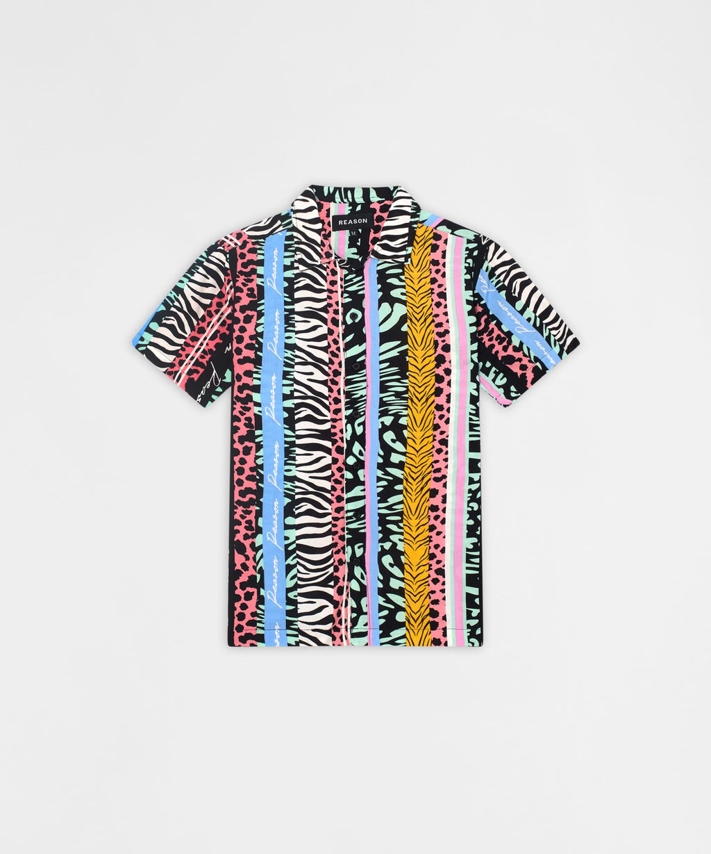 Jungle Fever Button Down Short Sleeve Shirt - Multicolor