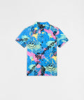 Graffiti Viscose Button-Down Short Sleeve Shirt - Multicolor