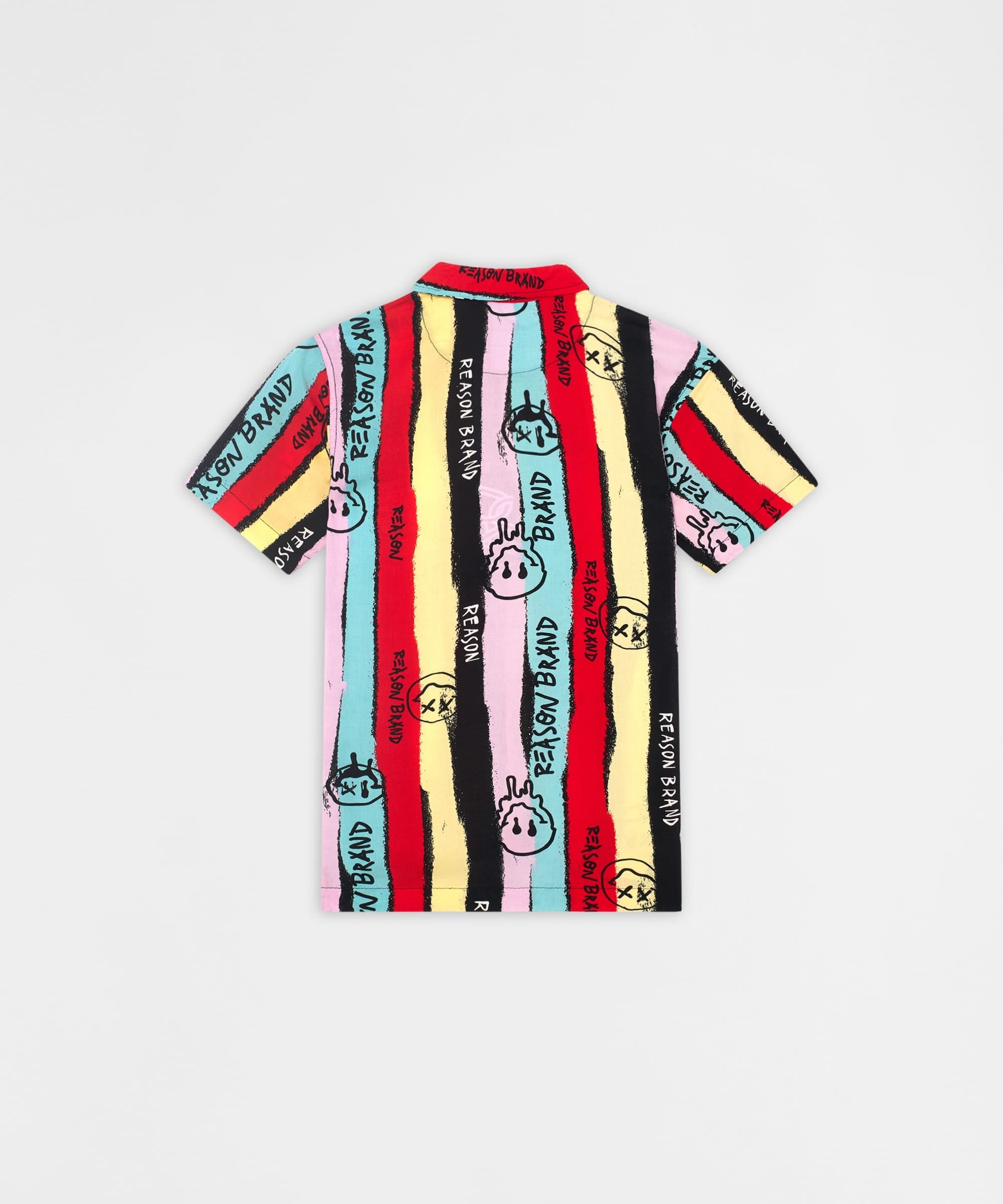 Graffiti Viscose Button-Down Short Sleeve Shirt - multicolor