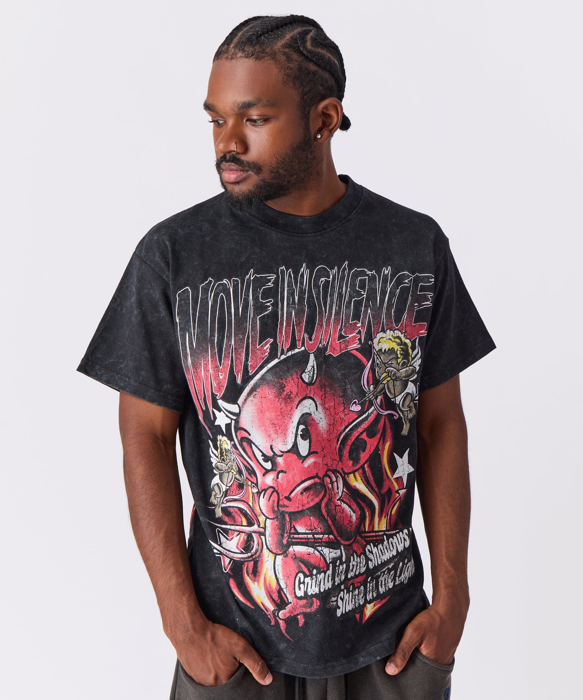 Move In Silence Washed Short Sleeve Tee - Black