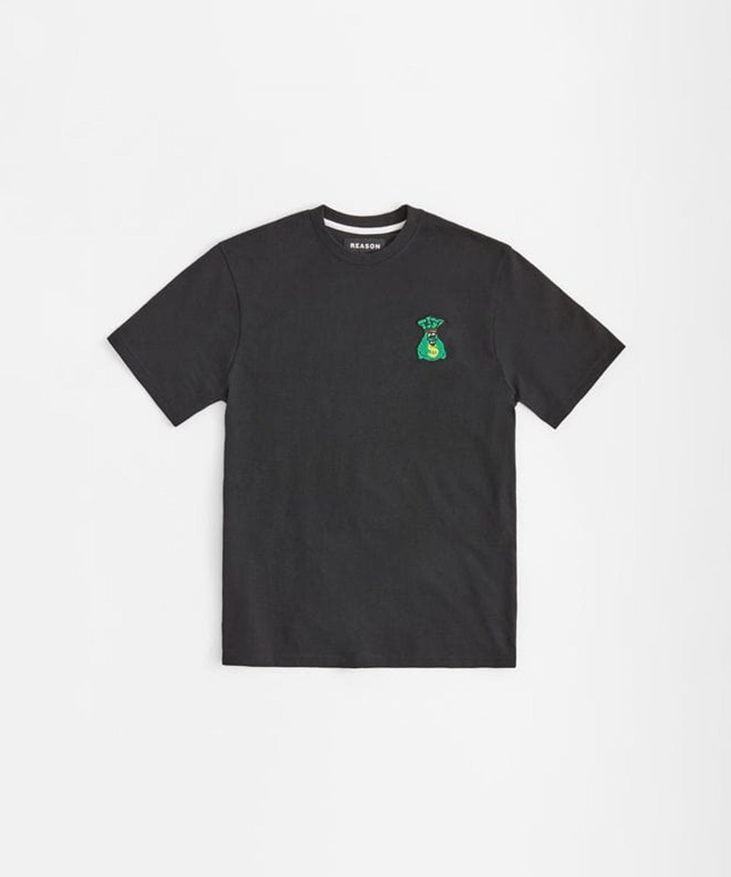 Money Bags Embroidered Short Sleeve Tee - Black
